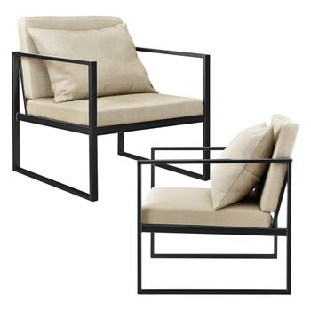 Set De 2x Sillones De Comedor Ragusa Textil Y Hierro - 70 X 60 X 60 Cm - Color Arena [en.casa]