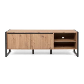 Mueble De Tv 2 Puertas Y 2 Baldas 160 Cm - Acabado Madera Clara - L 160  X A 40  X H 55  Cm