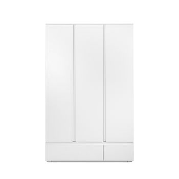 Armario 3 Puertas 2 Cajones Blancos - 120 X 191 X 55 Cm - L 120  X A 55  X H 191  Cm