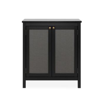 Aparador 2 Puertas Negro Enrejado De Metal L80 Cm - Krakow