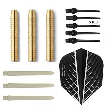 Pack Juego Dardos Eco Brass 2ba Black + 100 Puntas