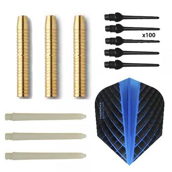 Pack Juego Dardos Eco Brass 2ba Azul + 100 Puntas