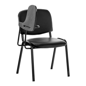 Clp Silla Conferencia Ken Con Mesa Plegable Simil Cuero Negro 71x53x81 Cm