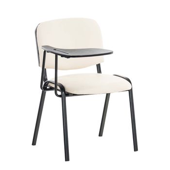 Clp Silla Conferencia Ken Con Mesa Plegable Simil Cuero Crema 71x53x81 Cm