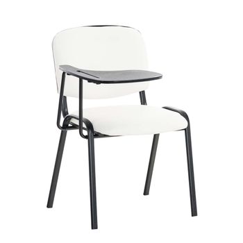 Clp Silla Conferencia Ken Con Mesa Plegable Simil Cuero Blanco 71x53x81 Cm