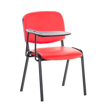 Clp Silla Conferencia Ken Con Mesa Plegable Simil Cuero Rojo 71x53x81 Cm