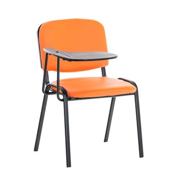 Clp Silla Conferencia Ken Con Mesa Plegable Simil Cuero Naranja 71x53x81 Cm