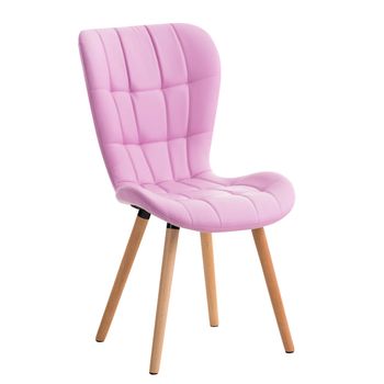 Clp Silla De Comedor Elda Tapizada En Cuero Sintético Simil Cuero Rosado 63x50x88 Cm