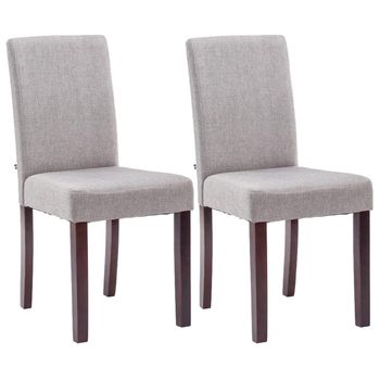 Clp Juego De 2 Sillas De Comedor Ina De Tela Gris Claro 47x41x91 Cm