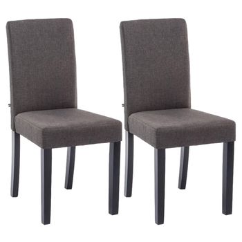 Clp Juego De 2 Sillas De Comedor Ina De Tela Gris Oscuro 47x41x91 Cm