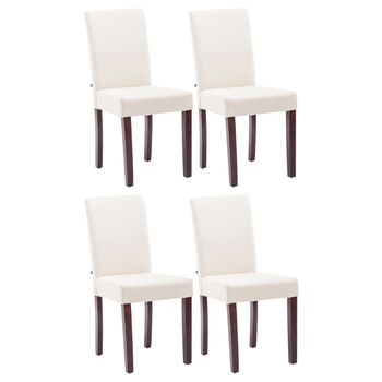 Clp Juego De 4 Sillas De Comedor Ina De Tela Crema 47x41x91 Cm