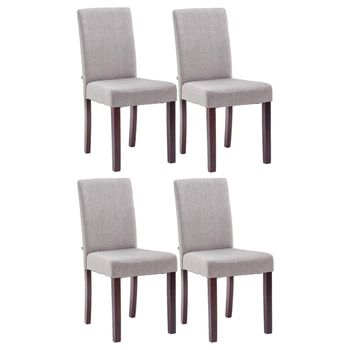 Clp Juego De 4 Sillas De Comedor Ina De Tela Gris Claro 47x41x91 Cm