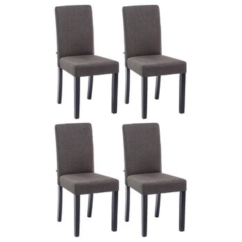 Clp Juego De 4 Sillas De Comedor Ina De Tela Gris Oscuro 47x41x91 Cm