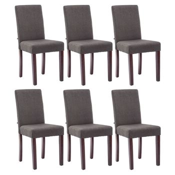 Clp Juego De 6 Sillas De Comedor Ina De Tela Gris Oscuro 47x41x91 Cm