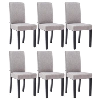 Clp Juego De 6 Sillas De Comedor Ina De Tela Gris Claro 47x41x91 Cm