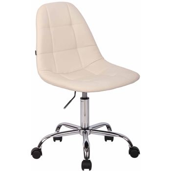 Clp Silla De Oficina Reims En Cuero Pu Simil Cuero Crema 56x47x79 Cm