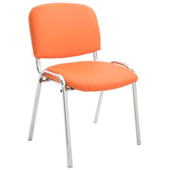 Clp Silla De Conferencia Ken Chrom Simil Cuero Naranja 48x54x79 Cm