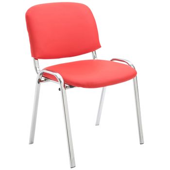 Clp Silla De Conferencia Ken Chrom Simil Cuero Rojo 48x54x79 Cm