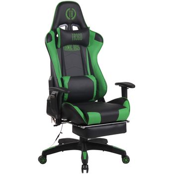 Clp Silla Racing Turbo Xfm Masajeante Simil Cuero Negro/verde 49x70x Cm