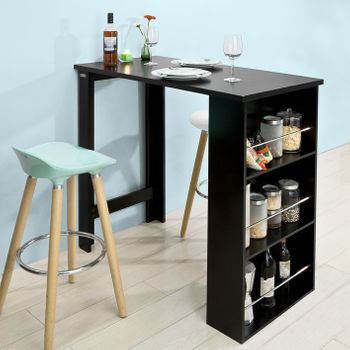 Mesa De Bar Con 3 Estantes Negro H106cm