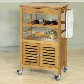 Carro De Cocina Con Ruedas 57x37x82 Oporto 5 Tapa De Azulejos Y Botellero  Lateral- Meyvaser, con Ofertas en Carrefour