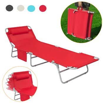 Tumbona Inclinable De Acero Plegable Roja