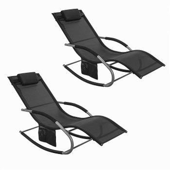 Set De 2 Hamaca De Jardín Tumbona Ergonómica Negro