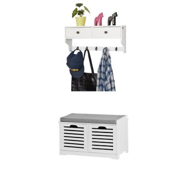 Mueble Recibidor Alto Con Espejo Keny, Con Estantes Y Almacenaje. 186x61x29  Cm. Gris Ceniza Y Blanco con Ofertas en Carrefour