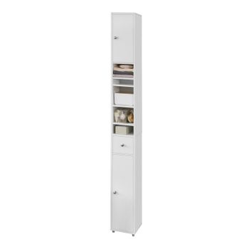 Mueble Columna De Baño, Armario Para Baño Alto,estanterías De Baño-2 Puertas Y 1 Cajón H 180 Cm Bzr34-w Sobuy Es