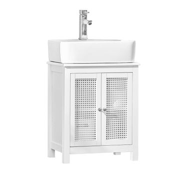 Sobuy Bzr35-w Armario Lavabo Con Pie Armario De Baño 2 Niveles Y 2 Puertas Blanco 50 X 33 X 60 Cm Es