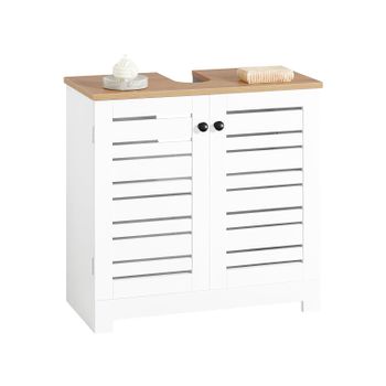 Mueble De Baño Para Baño, Color Blanco Y Natural, 60 X 30 X 59 Cm Bzr40-w Sobuy Es