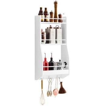 Sobuy Kcr12-w Especiero De Cocina,práctico Organizador De Especias, Frigorífico Colgador Con Tres Ganchos 38x17x75cm Es