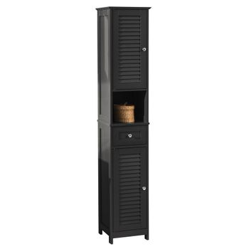 Sobuy Frg236-dg Mueble Columna De Baño, Armario Baño Alto Estanterías De Baño-2 Puertas Y 1 Cajón 32 X 30 X 170 Cm Es