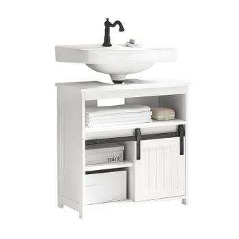 Sobuy Bzr61-w Mueble Para Debajo Del Lavabo Armario De Baño De Suelo Con 3 Estante Y 1 Puerta 60 X 30 X 62 Cm Es