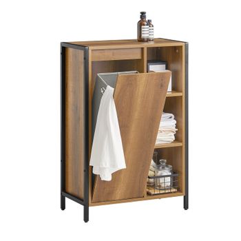 Sobuy Bzr65-pf Armario De Baño Cesto Para Ropa Sucia Con Un Cesto Y 3 Estantes 60 X 30 X 90 Cm Es