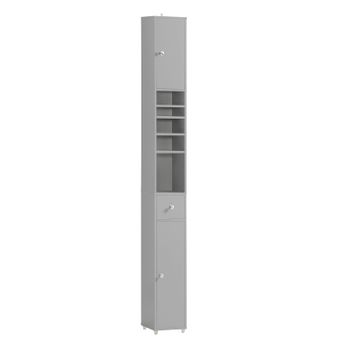 Sobuy Bzr34-hg Mueble Columna De Baño, Armario Para Baño Alto,estanterías De Baño-2 Puertas Y 1 Cajón H 180 Cm Es