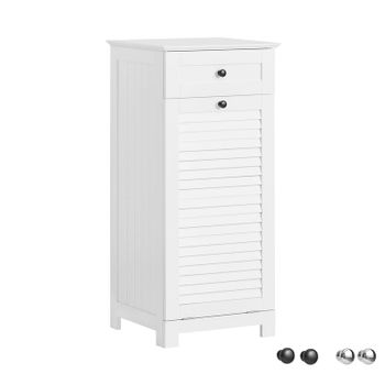 Sobuy Bzr73-w Mueble Para Ropa Sucia Armario Multifuncional Para Baño Con 1 Cesto Y 1 Cajón Blanco 40 X 38 X 90 Es