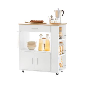 Carro cocina plegable estantes de 2 niveles HOMCOM 60x40x84 cm blanco