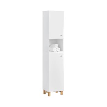 Armario Alto De Baño Mueble Baño Auxiliar Columna De Baño Con 1 Comportamiento Abierto Y 2 Puertas 34 X 30 X 170,5cm Bzr91-w Sobuy Es