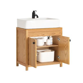 Mueble Para Debajo Del Lavabo Fregadero Armario De Baño Armario De Almacenaje De Suelo 2 Puertas 60 X 35 X 60 Cm Bzr98-n Sobuy Es