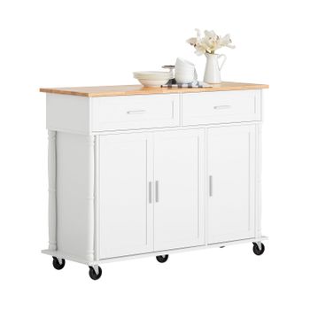 Carrito auxiliar de cocina con 1 puerta de vidrio mdf blanco