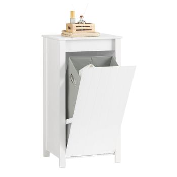 Cesto Para Ropa Sucia Armario Multifuncional De Baño Con 1 Cesto Blanco 45 X 35 X 85,5 Cm Bzr100-w Sobuy Es