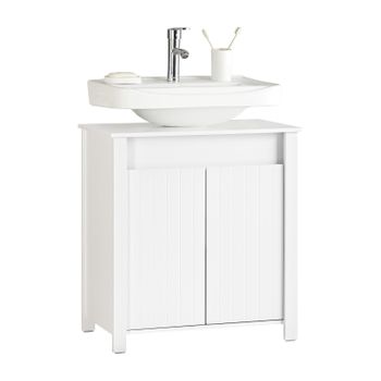 Mueble Para Debajo Del Lavabo Fregadero Armario De Baño Armario De Almacenaje De Suelo 2 Puertas 60 X 34 X 65,5 Cm Bzr101-w Sobuy Es