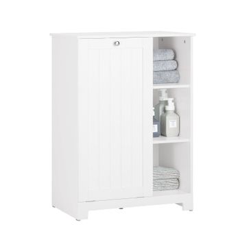 Armario De Baño Mueble De Almacenaje Con 1 Cesto Para Colada Y 3 Estantes Blanco 60 X 37 X 86 Cm Bzr105-w Sobuy Es