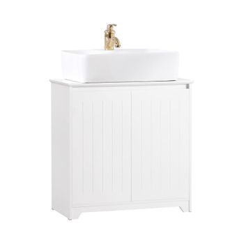 Mueble Para Debajo Del Lavabo Fregadero Armario De Baño Armario De Almacenaje De Suelo 2 Puertas 60 X 30 X 60 Cm Bzr108-w Sobuy Es