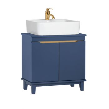 Mueble Para Debajo Del Lavabo Fregadero Armario De Baño Armario De Almacenaje De Suelo 2 Puertas Azul 60 X 30 X 59 Cm Bzr113-b Sobuy Es