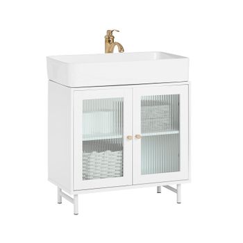 Mueble Para Debajo Del Lavabo Fregadero Armario De Baño Armario De Almacenaje De Suelo 2 Puertas 60 X 30 X 58 Cm Bzr115-w Sobuy Es