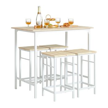 Sobuy Ogt42-f Set 2 Mesas Altas De Bar Y 2 Taburetes De Estilo Industrial  Juego De Barra Mesa Alta Para Balcón, Cocina, Comedor Y Sala De Estar Es  con Ofertas en Carrefour