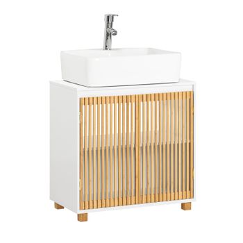 Mueble Para Debajo Del Lavabo Armario De Baño De Suelo Con 2 Puertas Correderas 60 X 33 X 60cmbzr125-w Sobuy Es