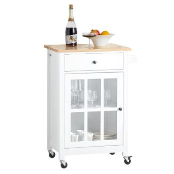 Carrito De Cocina De Acero Pp Mdf Homcom 43,9x30,5x75,6cm-blanco con  Ofertas en Carrefour